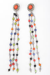 Recess Los Angeles Vintage Artisan XL Extreme Beaded Clay Fringe Shoulder Duster Drop Earring