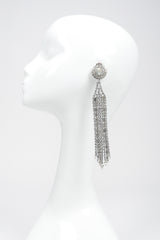 Recess Los Angeles Vintage Crystal Metal Ribbon Shoulder Duster Drop Earrings