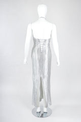 Recess Designer Consignment Vintage Richard Tyler 1990s Metal Mesh Lamé Halter Gown Los Angeles Resale