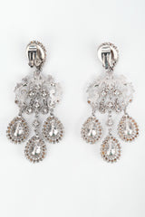 Recess Los Angeles Designer Consignment Resale Vintage Silver Crystal Teardrop Chandelier Earrings