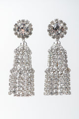 Vintage Rhinestone Crystal Fringe Chandelier Earrings Hanging