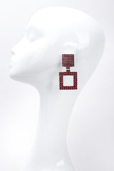 Recess Los Angeles Vintage No Label Red Rhinestone Square Earrings