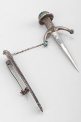 Recess Los Angeles Vintage Unsigned Sterling Silver Mexico Swashbuckling Sword Pin Brooch