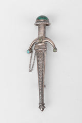 Recess Los Angeles Vintage Unsigned Sterling Silver Mexico Swashbuckling Sword Pin Brooch
