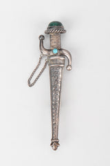 Recess Los Angeles Vintage Unsigned Mexico Sterling Silver Swashbuckling Sword Pin Brooch II