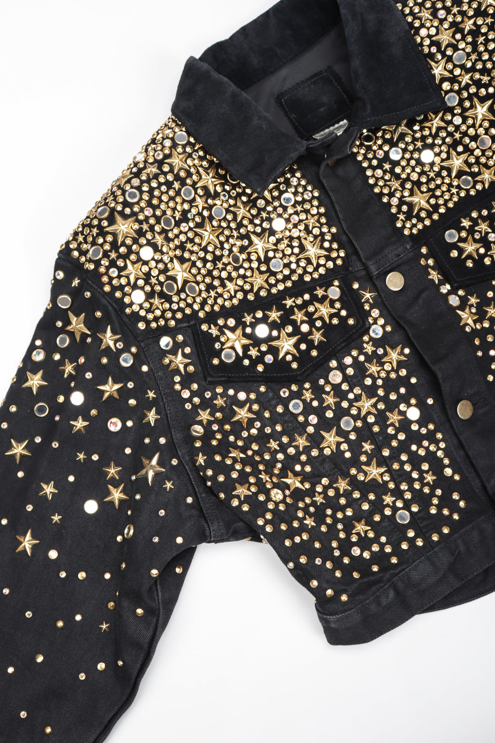 Recess Designer Consignment Vintage K.Baumann Embellished Studded Stardust Jean Jacket Los Angeles Resale