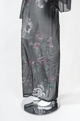 Recess Designer Consignment Vintage Goth 90s Sheer Floral Painted Mesh Dress Los Angeles resale