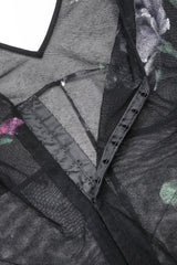 Recess Designer Consignment Vintage Goth 90s Sheer Floral Painted Mesh Dress Los Angeles resale