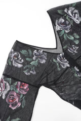 Recess Designer Consignment Vintage Goth 90s Sheer Floral Painted Mesh Dress Los Angeles resale