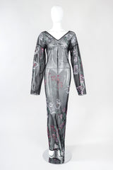 Recess Designer Consignment Vintage Goth 90s Sheer Floral Painted Mesh Dress Los Angeles resale