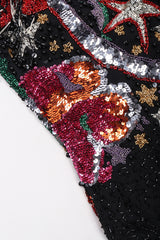 Recess Los Angeles Vintage Beaded Stars Backless Fringe Gown