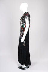 Recess Los Angeles Vintage Beaded Stars Backless Fringe Gown