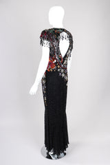 Recess Los Angeles Vintage Beaded Stars Backless Fringe Gown