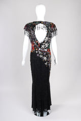 Recess Los Angeles Vintage Beaded Stars Backless Fringe Gown
