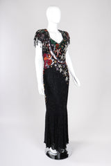 Recess Los Angeles Vintage Beaded Stars Backless Fringe Gown