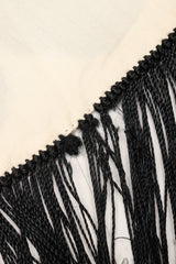 Recess Los Angeles Vintage Embroidered Black Roses Graphic Contrast Fringed Piano Shawl