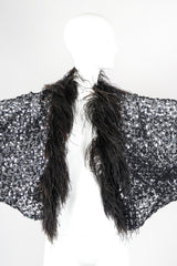 Recess Designer Consignment Vintage Sheer Sequin Ostrich Feather Batwing Jacket Los Angeles Resale