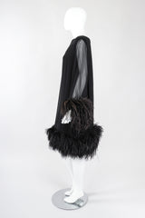 Recess Los Angeles Designer Consignment Vintage Ostrich Feather Silk Trapeze Swing Dress