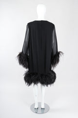 Recess Los Angeles Designer Consignment Vintage Ostrich Feather Silk Trapeze Swing Dress