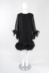 Recess Los Angeles Designer Consignment Vintage Ostrich Feather Silk Trapeze Swing Dress