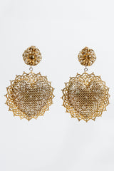 Vintage Perforated Sunburst Heart Drop Earrings at Recess Los Angeles