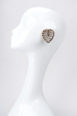 Recess Los Angeles Vintage Bronze Crystal Cage Heart Earrings