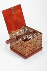 Recess Los Angeles Vintage Asian Inspired Filigree Lucite Square Box Bag