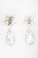 Recess Vintage Unsigned Clear Acrylic Star Teardrop Earrings, Backside