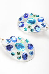 Recess Vintage Unsigned Clear Acrylic Star Teardrop Earrings, Crystal Detail