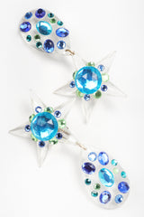 Recess Vintage Unsigned Clear Acrylic Crystal Star Teardrop Earrings on White Background