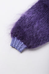 Recess Los Angeles Vintage Textured Knit Mohair Tinsel Boxy Crop Sweater 90s