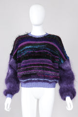 Recess Los Angeles Vintage Textured Knit Mohair Tinsel Boxy Crop Sweater 90s