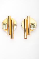 Recess Vintage 80s Gold Geometric Round Button Earrings, white Background