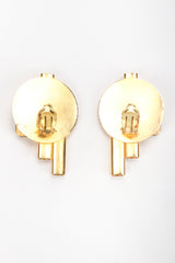 Recess Vintage 80s Gold Geometric Round Button Earrings, Backside
