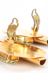 Recess Vintage Gold 80s Geometric Round Button Earrings, Clip Back Detail