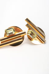 Recess Vintage Gold 80s Modernist Geometric Button Earrings on white Background