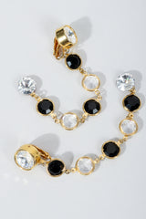 Vintage Unsigned Clear and black Long Crystal Bezel Drop Earrings at Recess Los Angeles