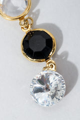 Vintage Unsigned Clear and black Long Crystal Bezel Drop Earrings at Recess Los Angeles