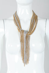 Vintage Unsigned Two-Tone Multi-Strand Chain Shawl Lariat on Mannequin tied at Recess
