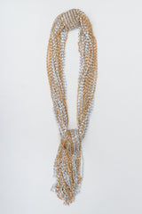 Vintage Unsigned Two-Tone Multi-Strand Chain Shawl Lariat on grey at Recess