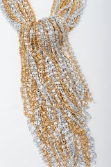 Vintage Unsigned Two-Tone Multi-Strand Chain Shawl Lariat on grey at Recess