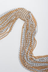 Vintage Unsigned Two-Tone Multi-Strand Chain Shawl Lariat on grey at Recess