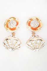 Recess Los Angeles Designer Consignment Resale Vintage Unsigned Art Nouveau Gold Crystal Blossom Drop Earring