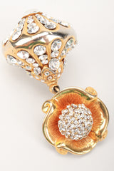 Recess Los Angeles Designer Consignment Resale Vintage Unsigned Art Nouveau Gold Crystal Blossom Drop Earring