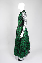 Recess Los Angeles Vintage No Label Geoffrey Beene Sheer Panel Satin Gown