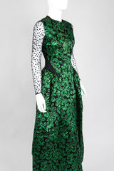 Recess Los Angeles Vintage No Label Geoffrey Beene Sheer Panel Satin Gown