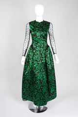 Recess Los Angeles Vintage No Label Geoffrey Beene Sheer Panel Satin Gown