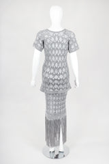 Recess Designer Consignment Vintage Knotted Macrame Fringe Top & Skirt Set Outfit Los Angeles Resale