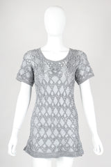 Recess Designer Consignment Vintage Knotted Macrame Fringe Top & Skirt Set Outfit Los Angeles Resale