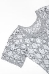 Recess Designer Consignment Vintage Knotted Macrame Fringe Top & Skirt Set Outfit Los Angeles Resale